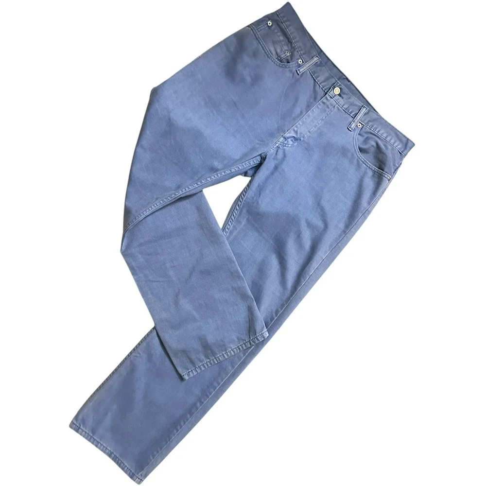 LEVI‎ 514 MEN JEANS W38 L31 CORNFLOWER BLUE BRUSHED COTTON